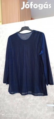 Sötétkék lurexes hosszú ujjú blúz 48-as