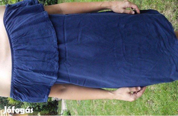 Sötétkék miniruha ujjatlan kék pamut női ruha