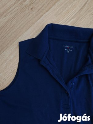 Sötétkék minőségi pamut női ujjatlan M