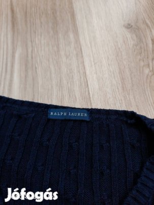 Sötétkék női csavartmintás kötött pulóver