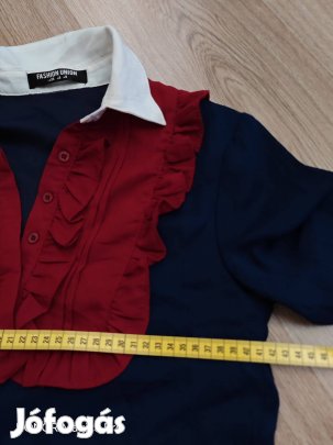 Sötétkék piros Női ruha S