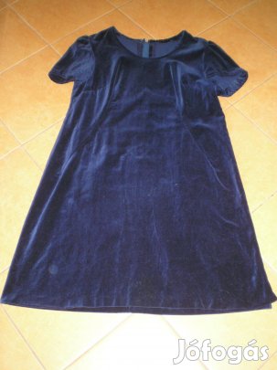 Sötétkék rövid ujjú bársony női ruha XL-es XL