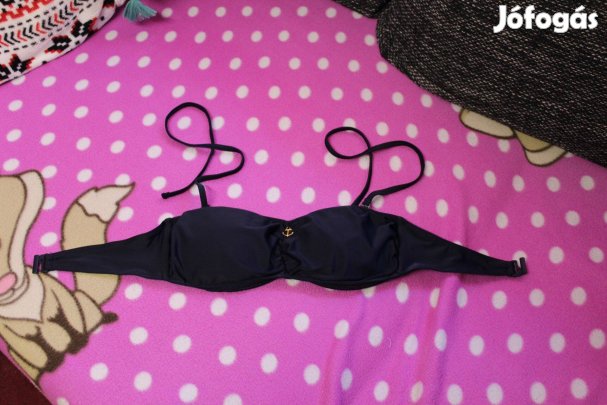Sotetkek tengeresz diszes bikini felso, 40-es Uj