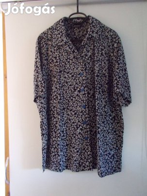 Sötétkék virágmintás női ing, blúz 46