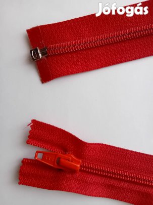 Sötétpiros nyitható cipzár, új, különböző méretben