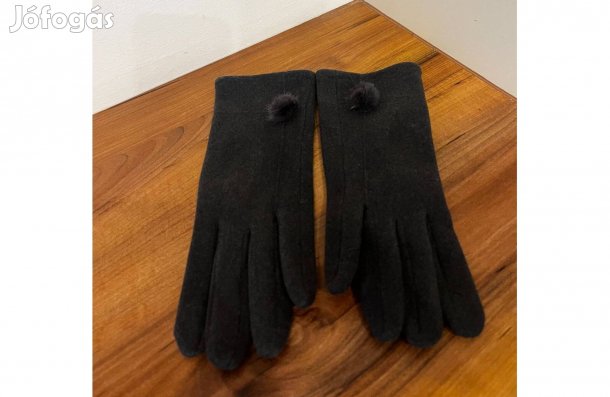 Sötétszürke téli női kesztyű elegáns S M