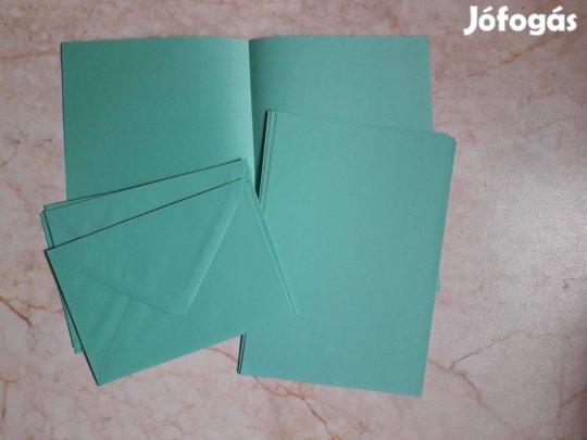 Sötétzöld boríték, levélpapír, A5