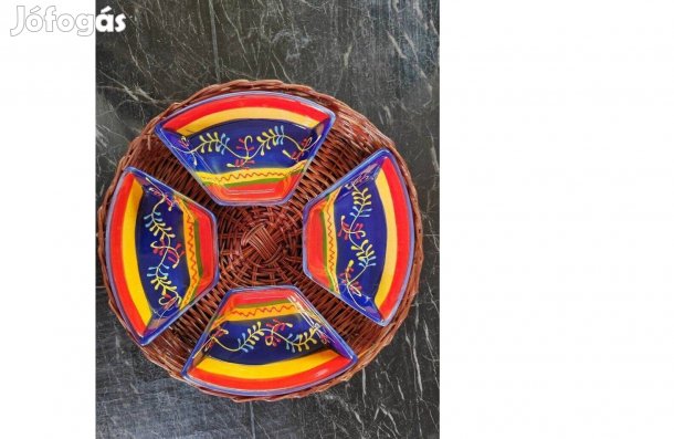 Spanyol kerámia tálkák, Kézzel festett Színes salátás tálkák