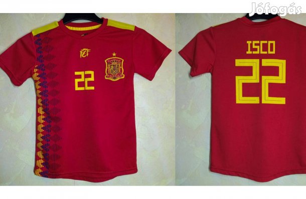 Spanyol válogatott Isco piros eredeti szurkolói gyerek mez (128-137)