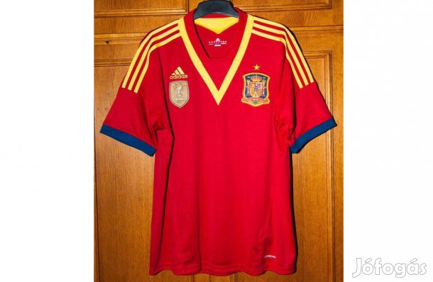 Spanyol válogatott eredeti piros adidas 2013-14 VB győztes focimez L