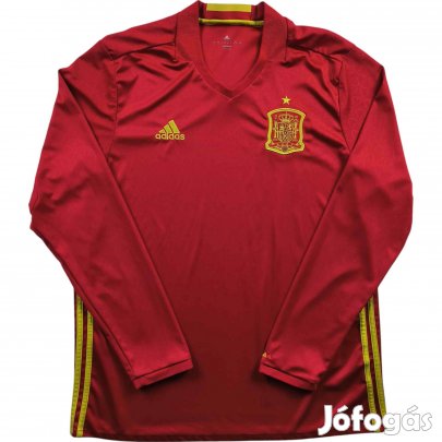Spanyolország 2015-17 Adidas hazai hosszú ujjú foci mez XL-es