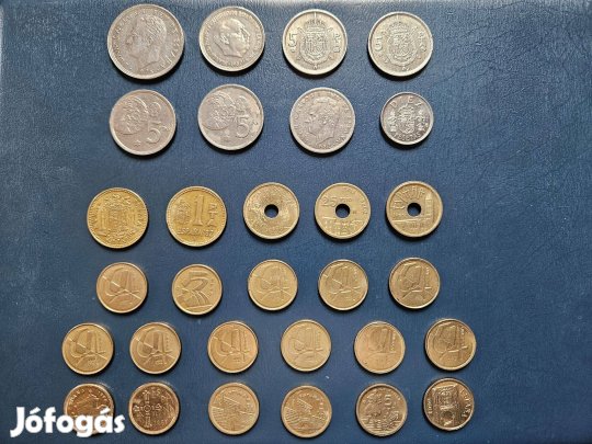 Spanyolország (1957-1999) peseta érme csomag (33db érme)
