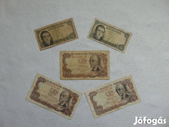 Spanyolország peseta bankjegy 5 darab