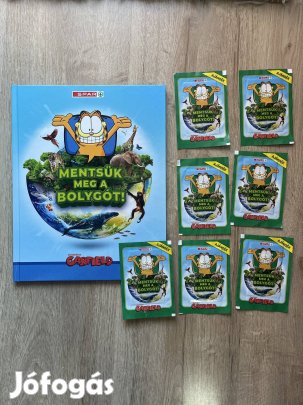 Spar/Garfield üres új gyűjtő album +7cs bontatlan matrica csomag