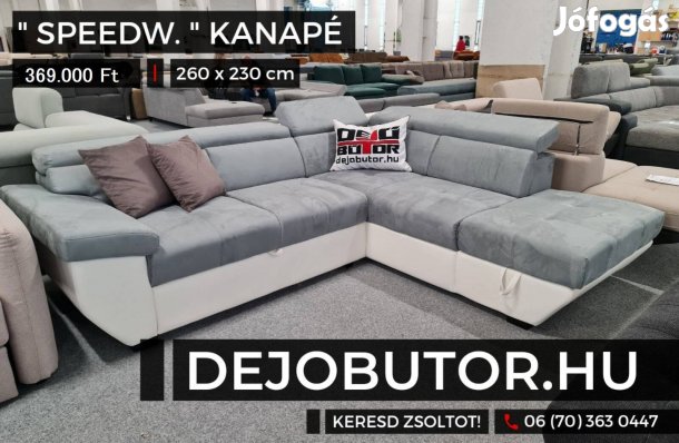 Speedway sarok kanapé ülőgarnitúra 260x218 cm rugós ágyazható selyem