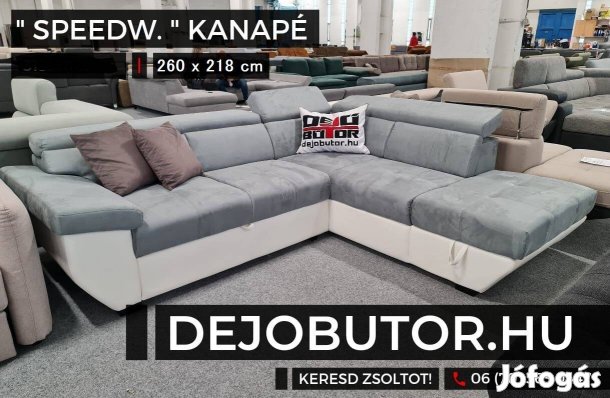 Speedway sarok kanapé ülőgarnitúra 260x218 cm rugós ágyazható szürke