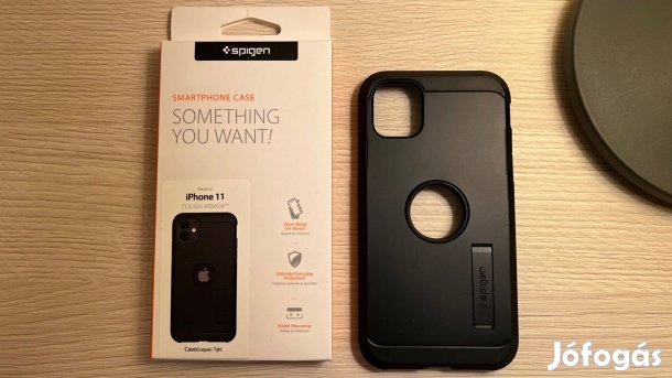 Spigen Tough Armor Apple iphone 11 tok, black, fekete + ajándék