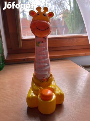 Spirálos esőcsináló zsiráf csörgőhenger (nyomógombbal is működik)