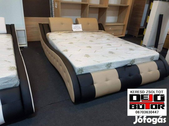 Sportino minőségi franciaágy ágyneműtartó + rács 140x200 cm bézs