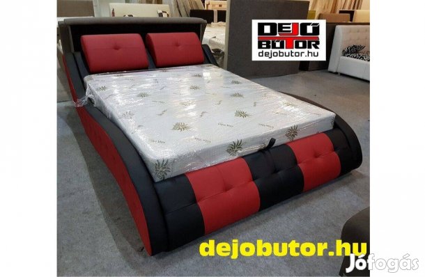 Sportino minőségi franciaágy ágyneműtartó + rács 140x200 cm piros