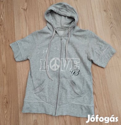 Sportos szürke pamut női kapucnis felső M
