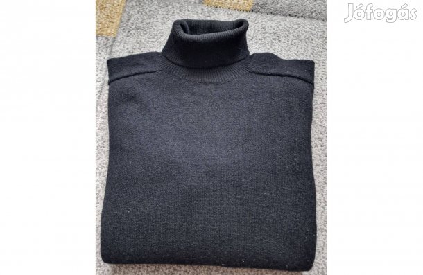 Springfield 100% gyapjú, meleg garbó pulover 2XL méretben, fekete