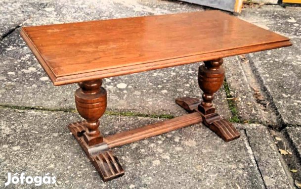Stabil, szép dohányzóasztal/szalonasztal, vintázs, tömör fa