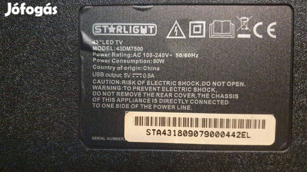 Starligt 43DM7500 LED LCD tv panelek TP.MT5522S.PC822 Tcon?