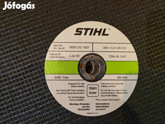 Stihl daraboló fűrészhez való vágókorong, acél és kő/beton