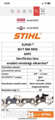 Stihl láncfűrész lánc 3/8"-1.3mm-55 szem
