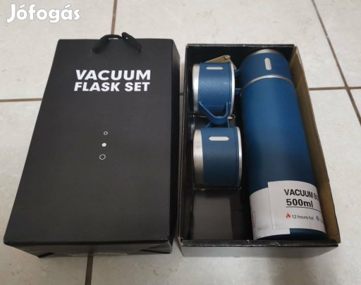 Stílusos termosz bögrékkel királykék 500 ml Új
