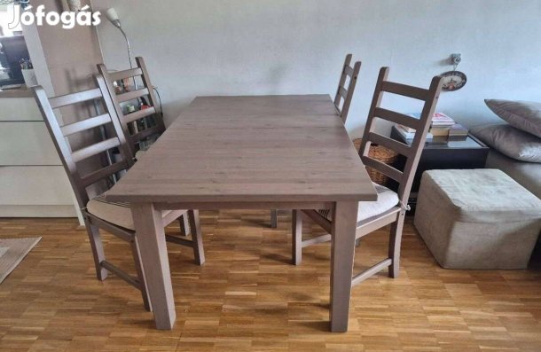 Stornas (ikea)tömör fa étkezőasztal+4db Kaustby szék