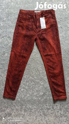 Stradivarius barna kígyómintás skinny magas derekú farmer 44-es