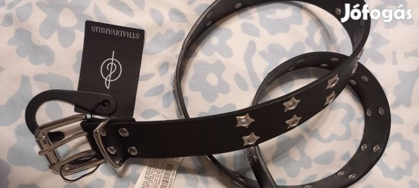 Stradivarius fekete szegecselt bőrőv - Új