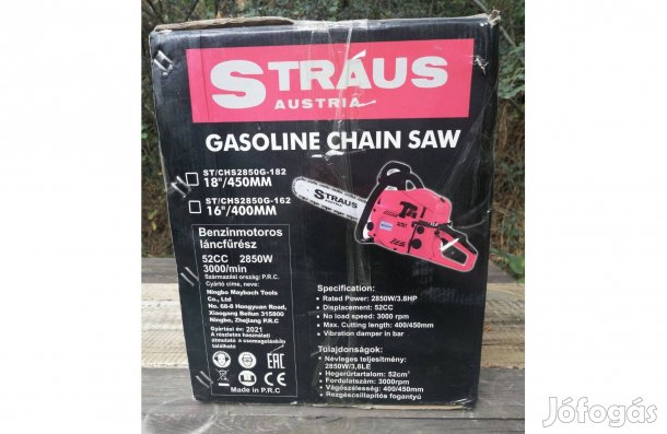 Straus benzines benzinmotoros láncfűrész 3,8 LE 52cm3