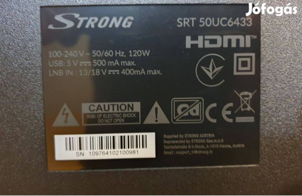 Strong SRT 50UC6433 LED tv hibás csíkos kép MS68860-ZC01-01
