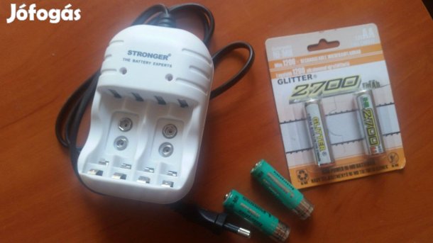 Stronger Univerzális, új akku-töltő + 4db ceruza akkumulátor