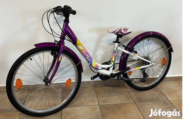 Stuf Feather Lila fehér kislány gyerek kerékpár 24