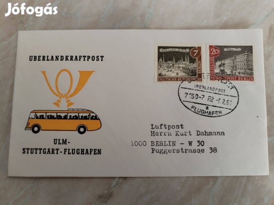 Stuttgarti Repülötér Légiposta FDC szép régi futott db