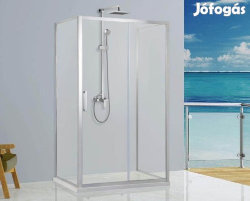 Stuxi Delhi 100x80 falsíkra szerelhető 3 oldalú tolóajtós zuhanykabin