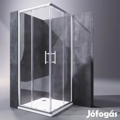 Stuxi Delhi 80x80 cm szögletes két tolóajtós zuhanykabin zuhanytálcáv