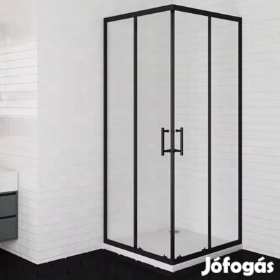 Stuxi Delhi Black 80x80 cm szögletes két tolóajtós zuhanykabin zuhany