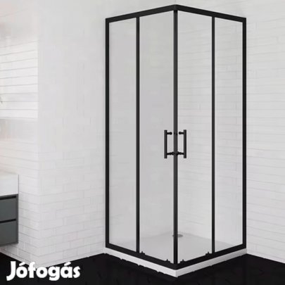 Stuxi Delhi Black 90x90 cm szögletes két tolóajtós zuhanykabin zuhany