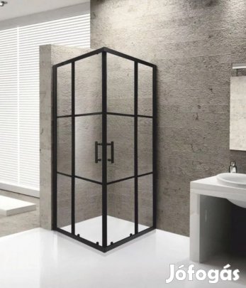 Stuxi Delhi Black X 80x80 cm szögletes két tolóajtós zuhanykabin 6 mm