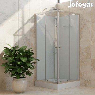 Stuxi Genova 80x80 cm szögletes két tolóajtós fehér hátfalas zuhanyka
