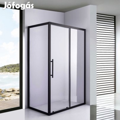 Stuxi Nizza Black 100x70 aszimmetrikus szögletes tolóajtós zuhanykabi