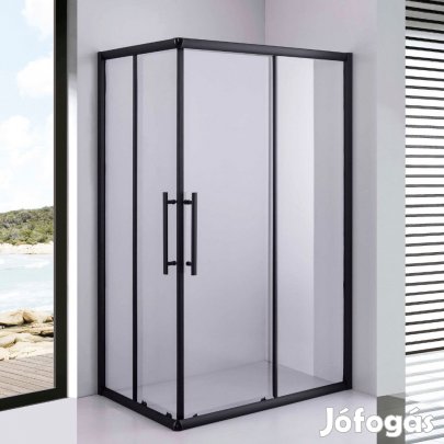 Stuxi Nizza Black 100x80 cm aszimmetrikus két tolóajtós zuhanykabin 6