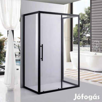 Stuxi Nizza Black 110x100 falsíkra szerelhető 3 oldalú tolóajtós zuha