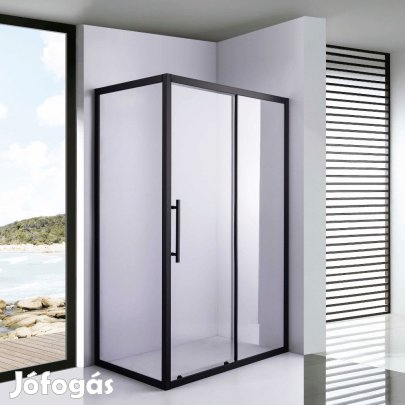 Stuxi Nizza Black 120x80 aszimmetrikus szögletes tolóajtós zuhanykabi