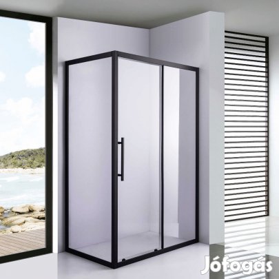Stuxi Nizza Black 120x90 aszimmetrikus szögletes tolóajtós zuhanykabi